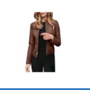 NWOT Women's Brown Faux Leather Lightweight Jacket